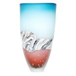 Paul Barcroft - Denby Studio - A large studio glass Glass-Scape vase of compressed conical form the