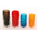 Geoffrey Baxter - Whitefriars - A group of Textured range glass including two 9690 Bark vases in