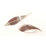 Hermann Siersbol - A 1950s Danish Sterling silver leaf brooch, stamped Sterling,