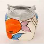 Clarice Cliff - Oranges - A shape 516 preserve pot of shouldered square section circa 1930 hand