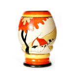 Clarice Cliff - House & Bridge - A shape 362 vase circa 1936 hand painted with a stylised tree,
