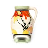 Clarice Cliff - Honolulu - A single handled Lotus jug circa 1933 hand painted with a stylised tree