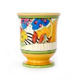 Clarice Cliff - Moonlight - A shape 353 goblet vase circa 1933 hand painted with a stylised garden