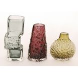 Geoffrey Baxter - Whitefriars - A group Textured range glass comprising a Pewter Drunken Bricklayer,