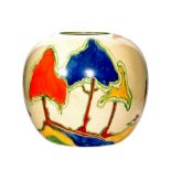Clarice Cliff - Fantasy - A spherical vase circa 1927/28 hand painted with a stylised landscape,