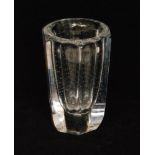 Vicke Lindstrand - Kosta - A post war clear crystal glass vase of faceted form internally decorated