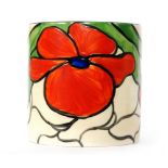 Clarice Cliff - Scarlet Flower - A drum preserve base circa 1929,