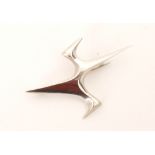 Ernest A Blyth for Ivan Tarrant - A 1960s hallmarked silver abstract brooch retailed by Ivan