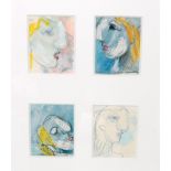 Bernard Meadows, RA (1915-2005) - 'Quartet - head studies'', ink and crayon, dated '39,