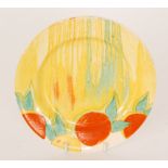 Clarice Cliff - Delecia Peaches - A circular side plate circa 1931 hand painted with stylised fruit