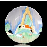 Clarice Cliff - Newlyn - A large shallow dish form plate circa 1935 hand painted with a stylised