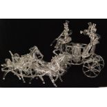 Unknown - A large Italian Murano blown and lampworked glass figure of a horse and carriage,