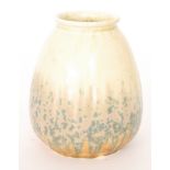 Ruskin Pottery - A 1930s crystalline glaze footed vase decorated in a mottled and streaked tonal