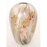 Richard Golding - Okra - A contemporary studio glass vase of drawn ovoid form decorated with