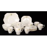 Shelley - A 1930s part teaset comprising six cups, saucers, side plates, milk jug,