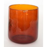 Erik Hoglund - Boda - A large hand made glass cylinder vase circa 1960s in deep golden amber with