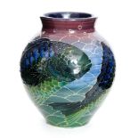 Sally Tuffin - Dennis China Works - A later 20th Century ovoid vase decorated with three tubelined
