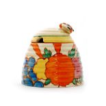 Clarice Cliff - Fruit burst - A large beehive honey pot circa 1930,