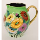 Carlton Ware - A 1930s Art Deco jug decorated in the Daisy pattern with flowers and foliage against
