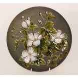 Christopher Dresser - Linthorpe Pottery - A shallow dish decorated with white strawberry blossom