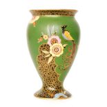 Carlton Ware - A 1930s Art Deco shape 406 vase decorated in the Feathertailed Bird and Flower