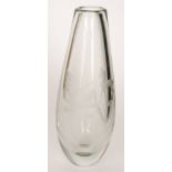 Erkki Kappi - Oy Kumela Glassworks - A post war glass vase of tapered ovoid form engraved with a