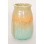 Ruskin Pottery - A large crystalline glaze vase decorated in a streaked green to orange to green