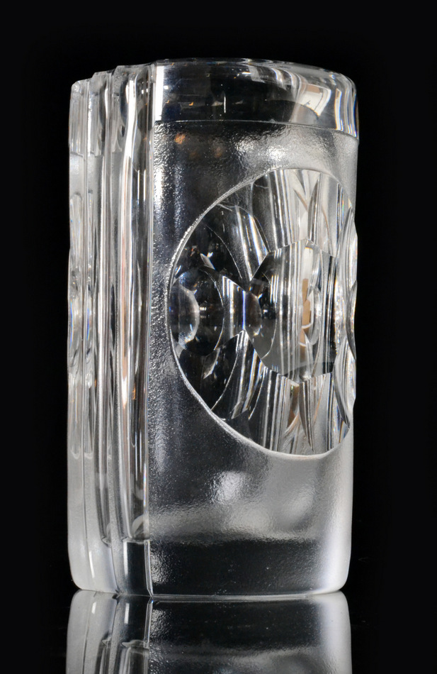 Bertil Vallien - Boda Afors - A clear crystal glass vase of cylindrical form with a deep wall cut - Image 2 of 6