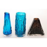 Geoffrey Baxter - Whitefriars - A 1960s Textured range glass Pyramid vase in Cinnamon, pattern 9674,