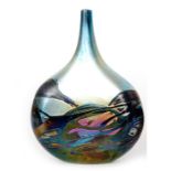 Michael Harris - Isle of Wight - A Nightscape pattern Lollipop glass vase of compressed ovoid form