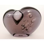 Vladimir Jelinek - Skrdlovice - A glass heart vase of compressed stylised heart form internally