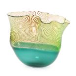 Bob Crooks - A contemporary glass Longitudinal Bowl of organic compressed form the lower incalmo