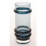Dohmnall O'Broin - Caithness - A post war glass vase of sleeve form with three applied Peat rings