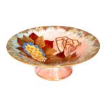 Carlton Ware - A 1930s Art Deco conical footed bowl decorated in the Lacecap Hydrangea pattern,