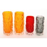 Geoffrey Baxter - Whitefriars - A group of Textured range glass including two 9689 Bark vases in