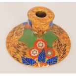 Carlton Ware - A 1930s Art Deco candlestick decorated in the Floral Comets pattern with gilt and