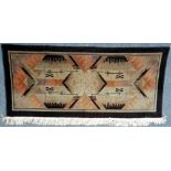 Unknown - A 1930s Art Deco rectangular velveteen wall hanging with a geometric design in tones of
