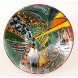 Karen Brown - Poole Pottery - A large trail shallow dish form charger hand painted with an abstract