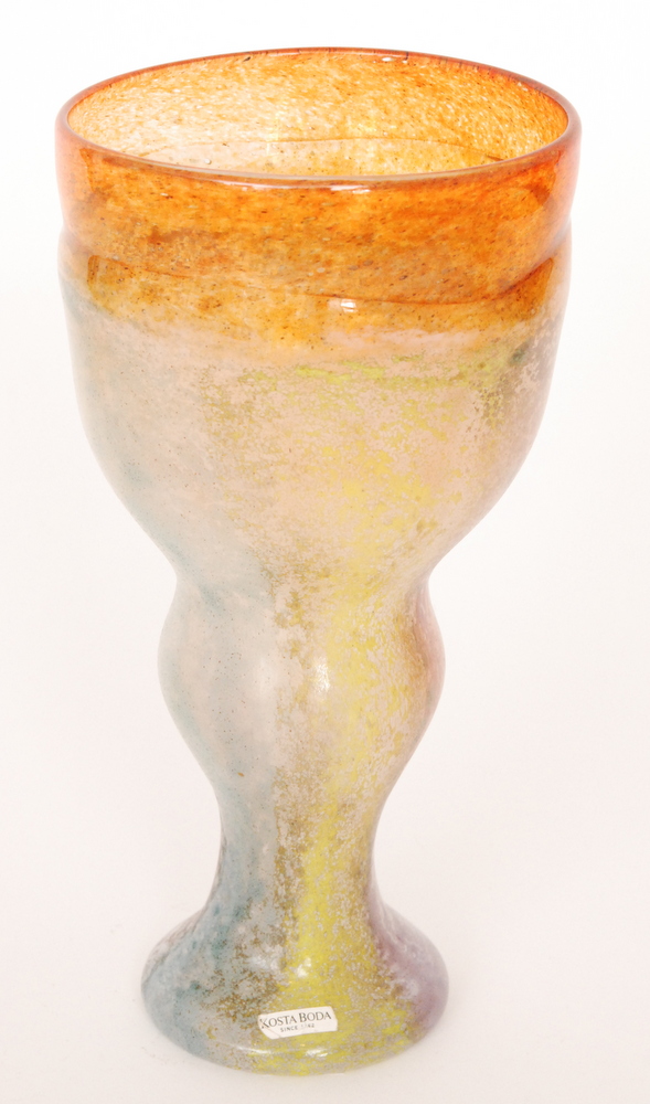 Kjell Engman - Kosta Boda - A later 20th Century Can Can glass vase of stepped sleeve form