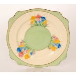 Clarice Cliff - Spring Crocus - A Leda shape plate circa 1941,