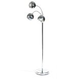 Unknown - A chromium plated floor standing lamp with triple adjustable eyeball type shades.