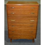 Lebus Furniture - An oak veneered chest of six drawers above splayed feet,