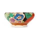 Clarice Cliff - Red Gardenia - A Kendall shape footed bowl circa 1930,