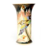 Carlton Ware - A 1930s Art Deco shape 217 vase of flared form decorated in the enamel and gilt