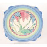 Clarice Cliff - Rudyard - A Leda shape plate circa 1933 hand painted with a stylised tree landscape