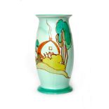 Clarice Cliff - Brookfields (Variant) - A shape 265 vase circa 1936 hand painted with a stylised