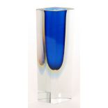 Luigi Mandruzzato - A post war Sommerso glass vase of faceted sleeve form cased in pale blue over