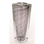 Vicke Lindstrand - Kosta - A post war glass vase of square faceted form,