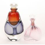 Karlin Rushbrooke - A studio glass scent bottle of compressed ovoid form Sommerso cased with a
