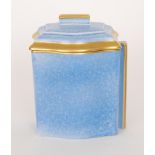 Carlton Ware - A 1930s Art Deco Moderne cracker box and cover glazed in a mottled blue with gilt